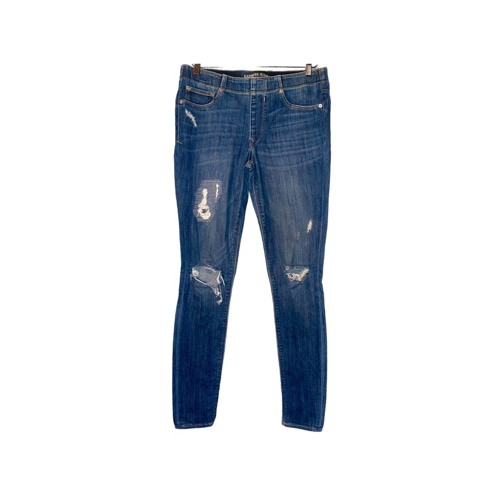 EXPRESS Distressed Pull On Mid Rise Jean Legging 6L